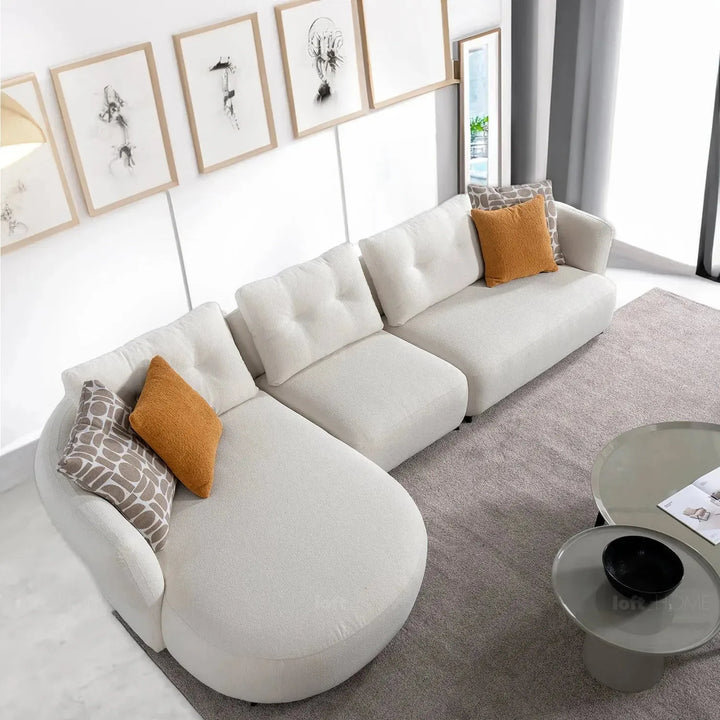 Cream sherpa fabric l shape sectional sofa luxe 3+l situational feels.