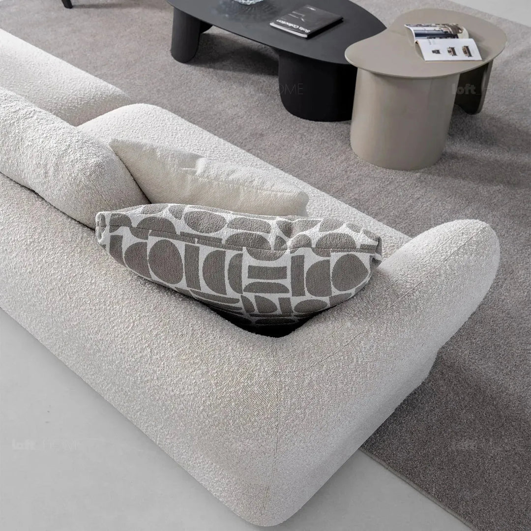 Cream sherpa fabric l shape sectional sofa luxe 3+l layered structure.