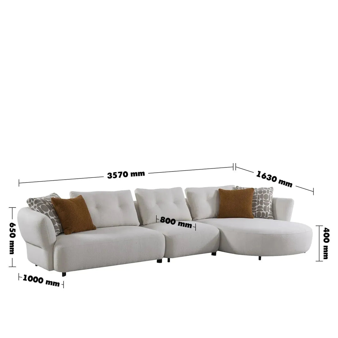 Cream sherpa fabric l shape sectional sofa luxe 3+l size charts.
