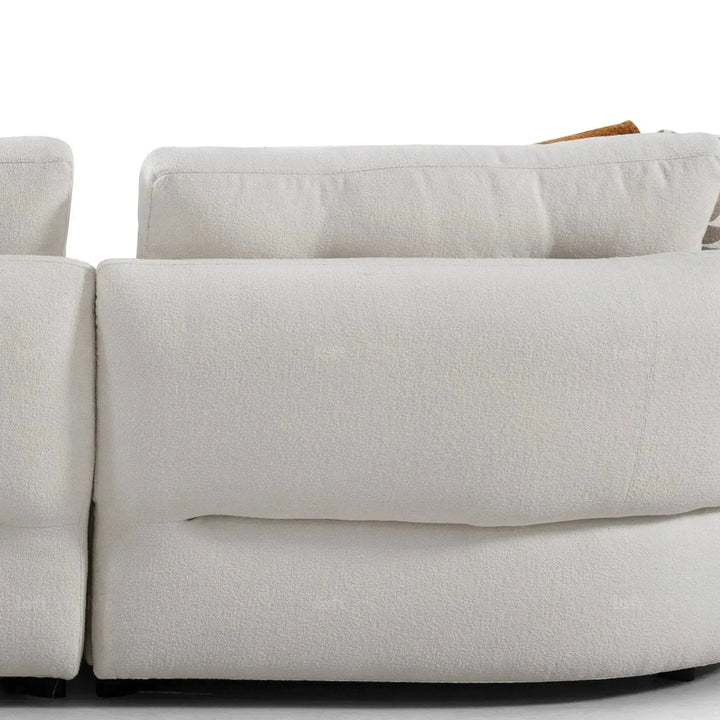 Cream sherpa fabric l shape sectional sofa luxe 3+l in close up details.