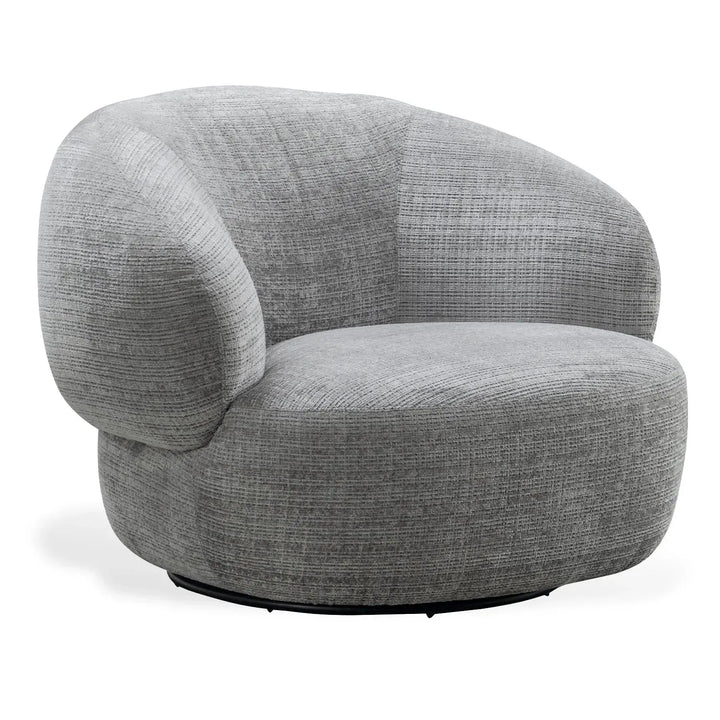 Cream mixed weave fabric revolving 1 seater sofa criet in white background.