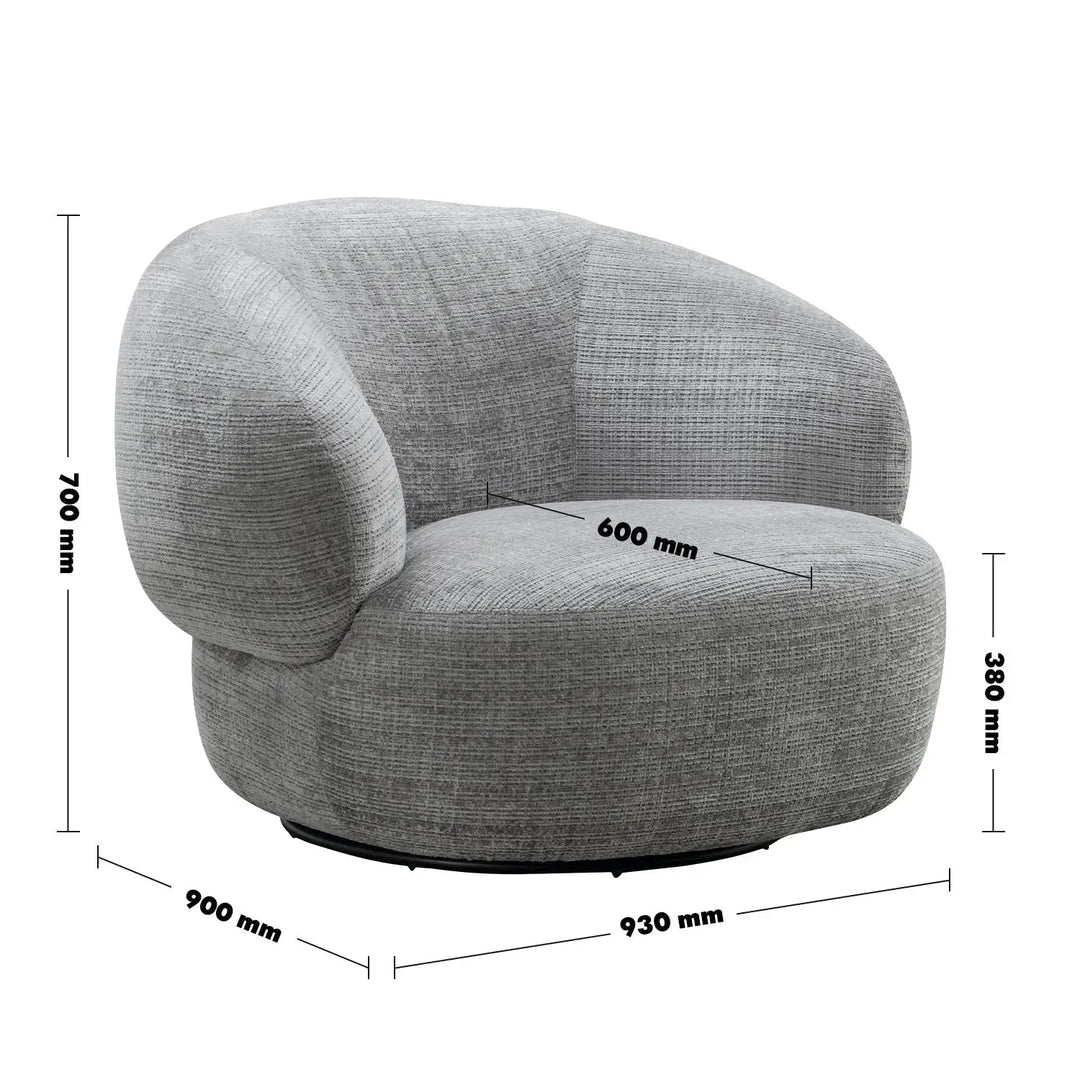 Cream mixed weave fabric revolving 1 seater sofa criet size charts.