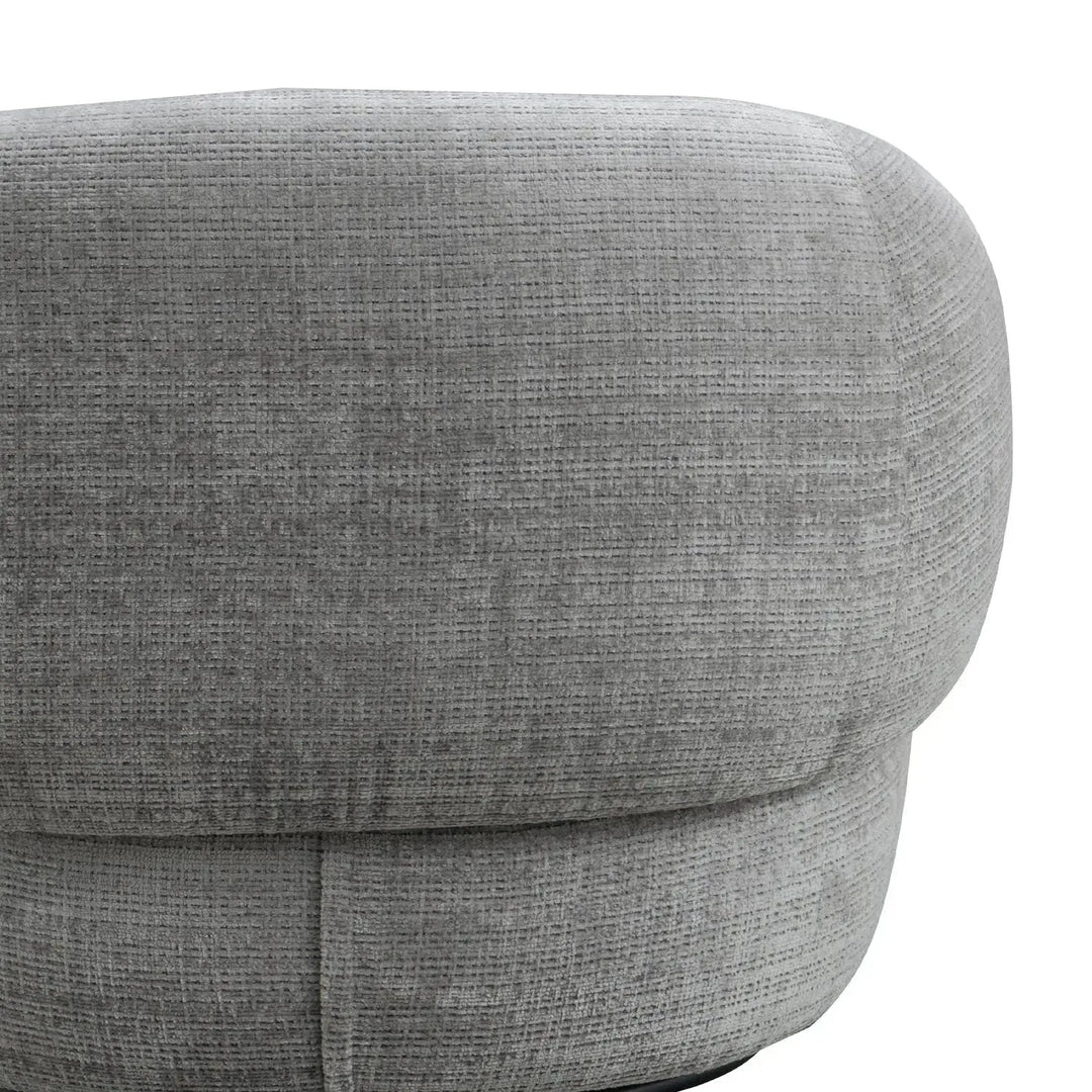 Cream mixed weave fabric revolving 1 seater sofa criet in details.