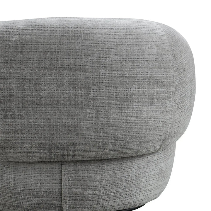 Cream mixed weave fabric revolving 1 seater sofa criet in details.