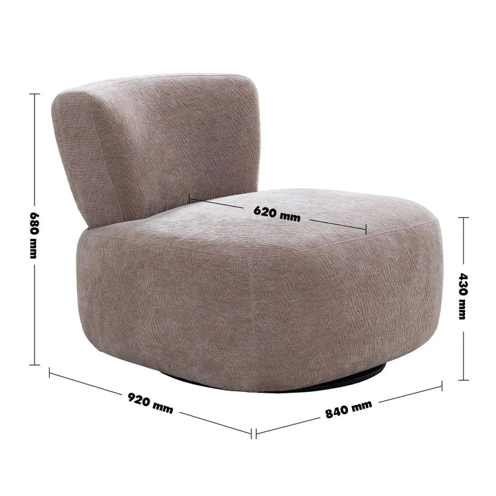 Cream corduroy velvet fabric revolving 1 seater sofa gnett size charts.