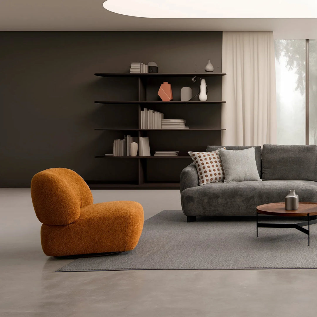 Cream sherpa fabric revolving 1 seater sofa vigor primary product view.