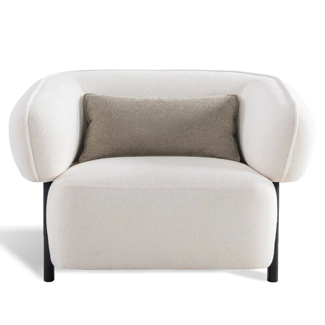 Cream mixed weave fabric 1 seater sofa callee in white background.