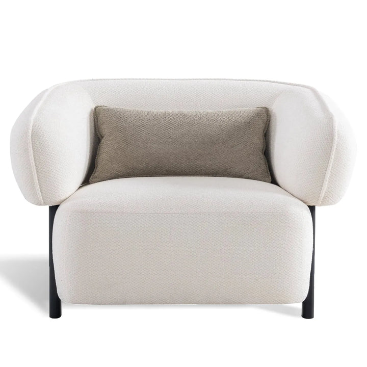 Cream mixed weave fabric 1 seater sofa callee in white background.