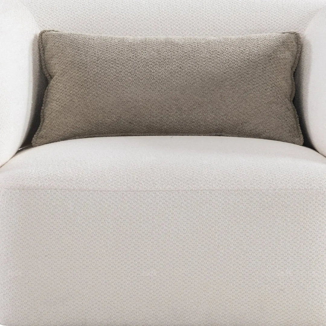 Cream mixed weave fabric 1 seater sofa callee color swatches.