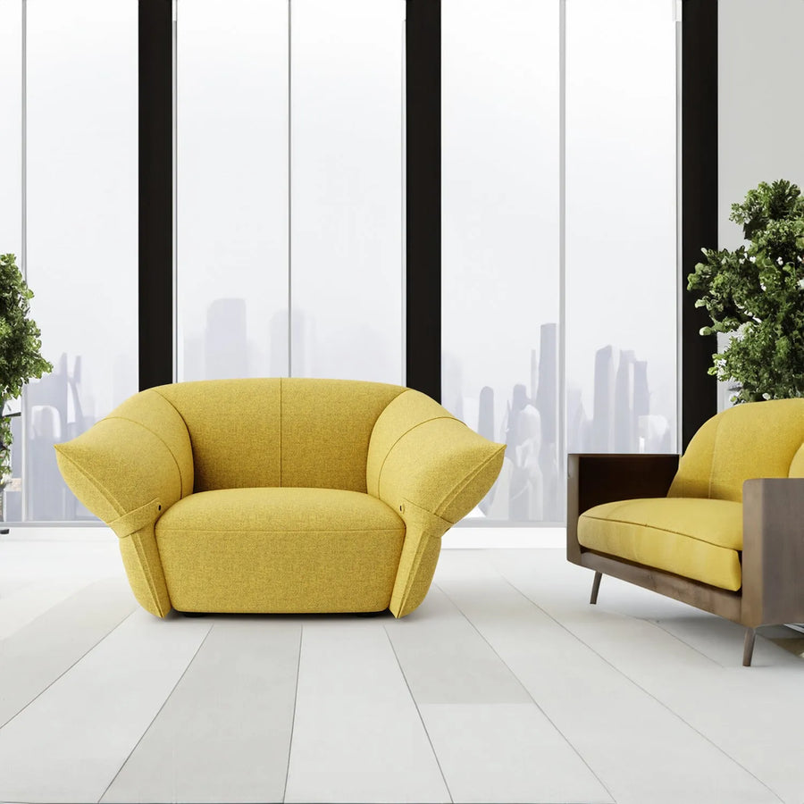 Modern mixed weave fabric 1 seater sofa petals primary product view.