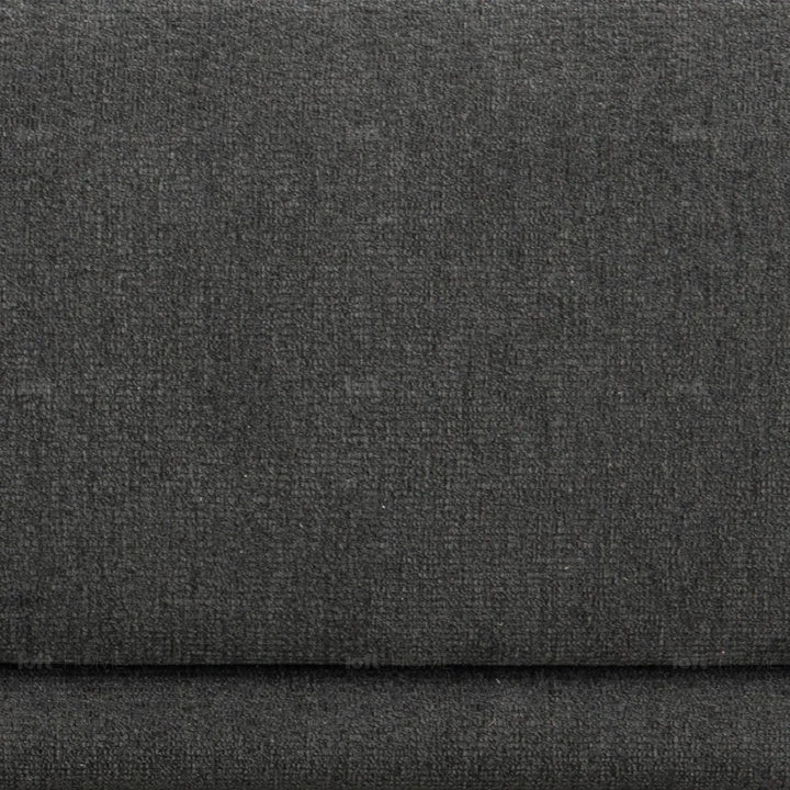Modern mixed weave fabric 2 seater sofa oble in panoramic view.