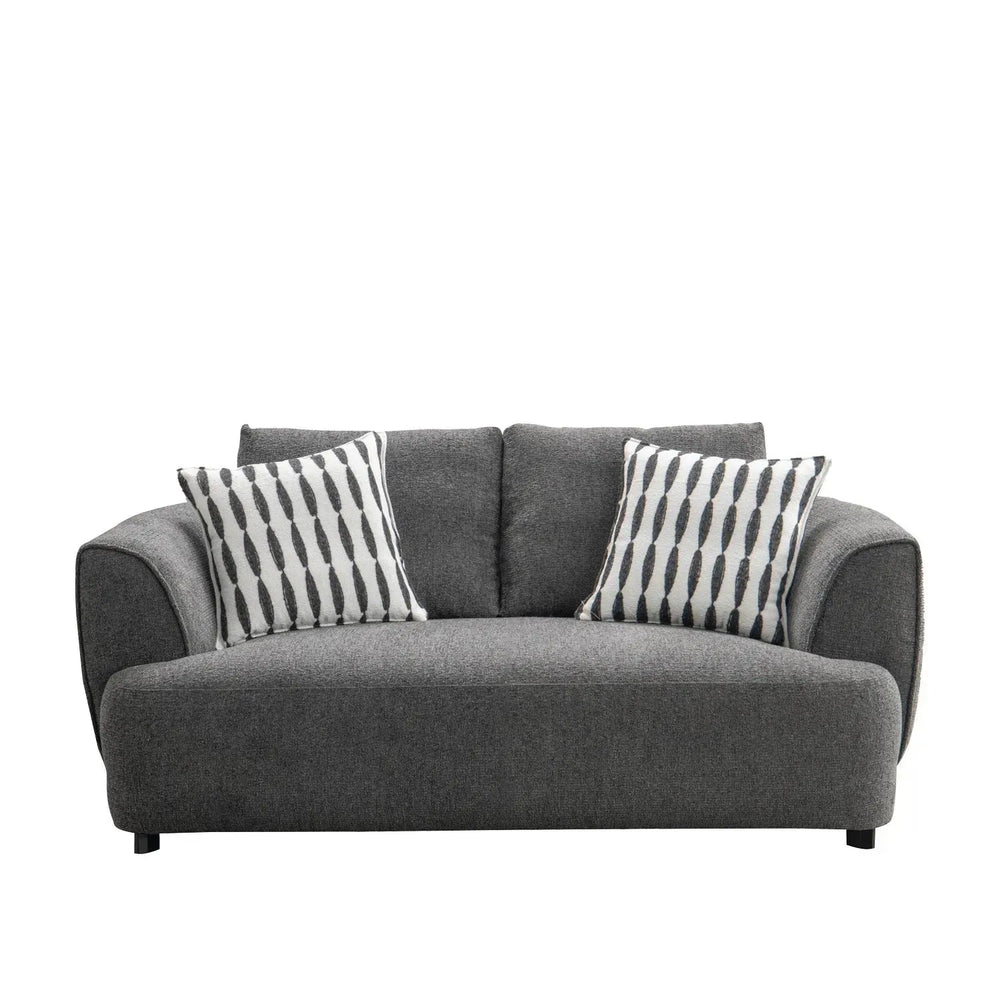 Modern mixed weave fabric 2 seater sofa oble in white background.