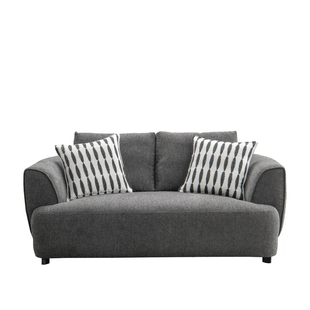 Modern mixed weave fabric 2 seater sofa oble in white background.