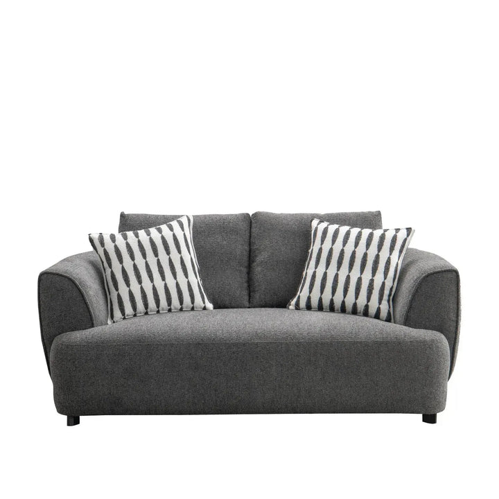Modern mixed weave fabric 2 seater sofa oble in white background.
