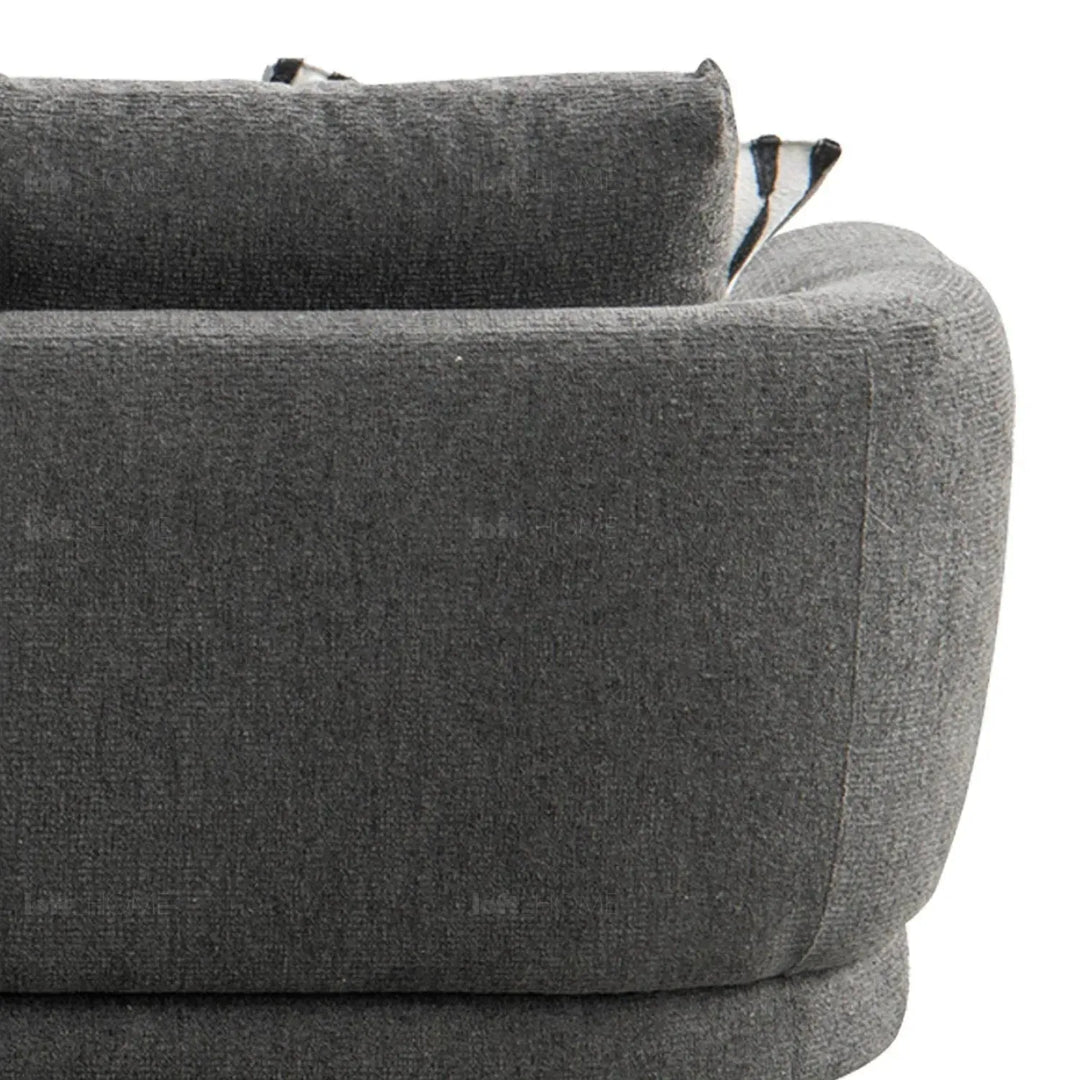 Modern mixed weave fabric 2 seater sofa oble in details.