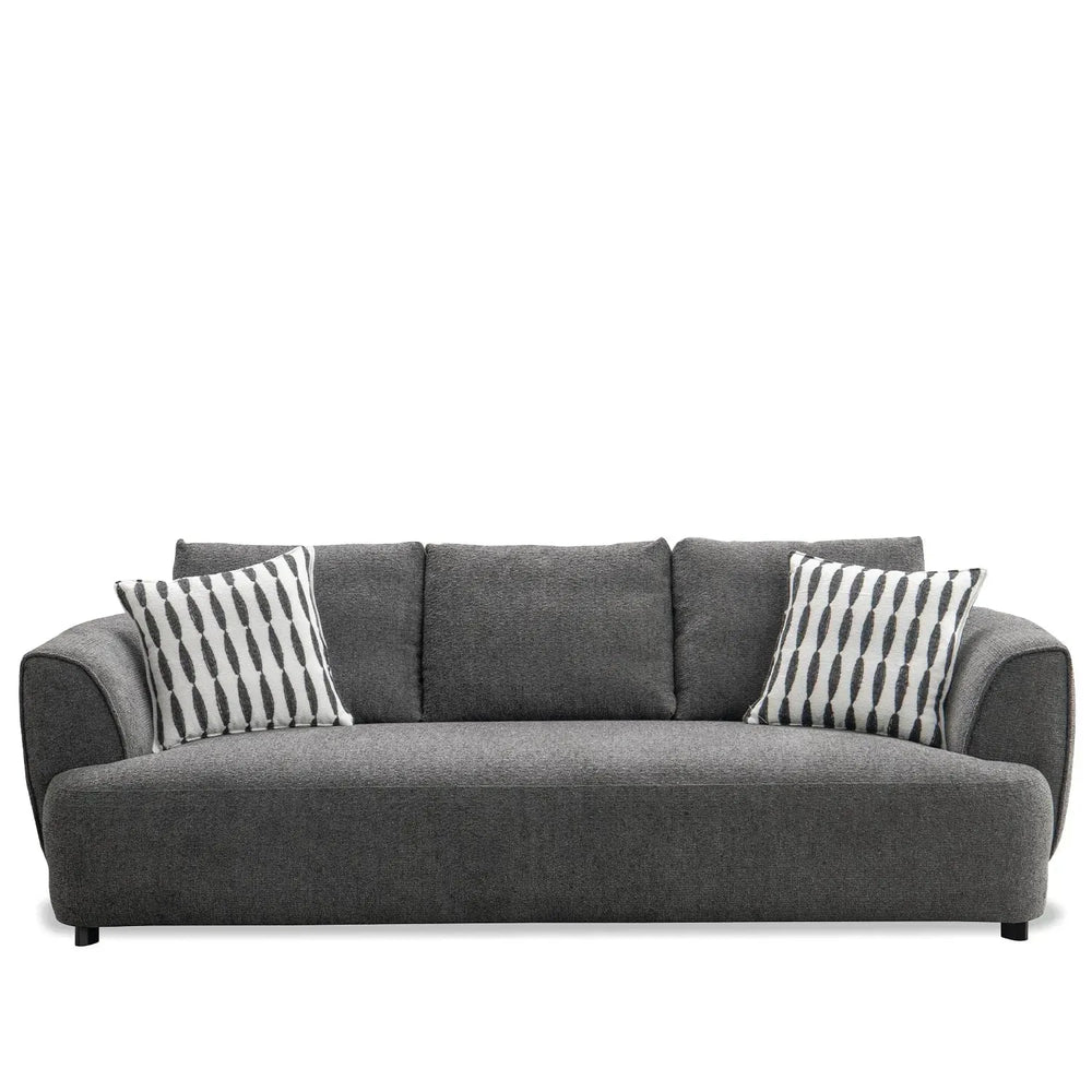 Modern mixed weave fabric 3 seater sofa oble in white background.