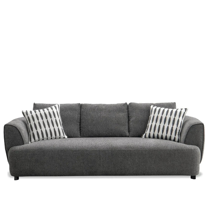 Modern mixed weave fabric 3 seater sofa oble in white background.