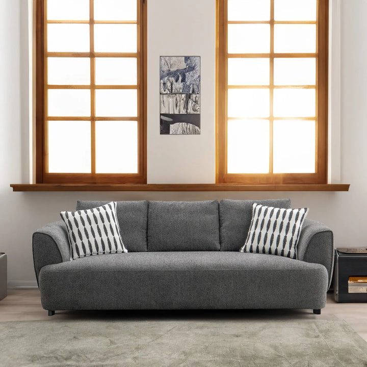 Modern mixed weave fabric 3 seater sofa oble primary product view.