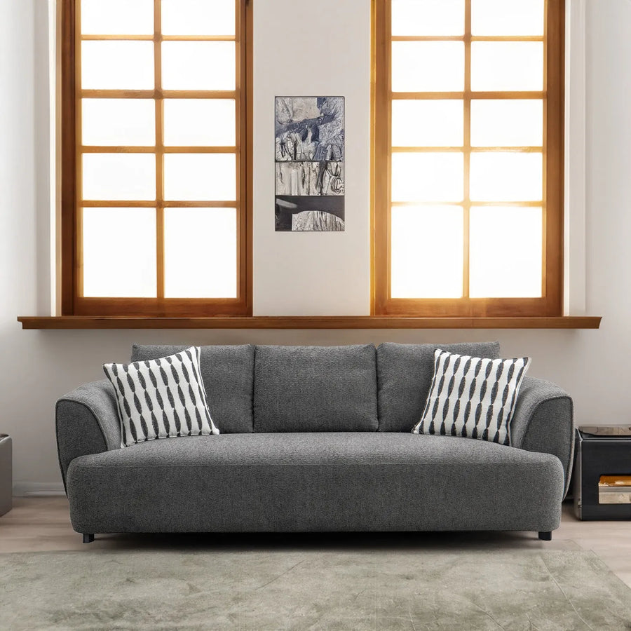 Modern mixed weave fabric 3 seater sofa oble primary product view.