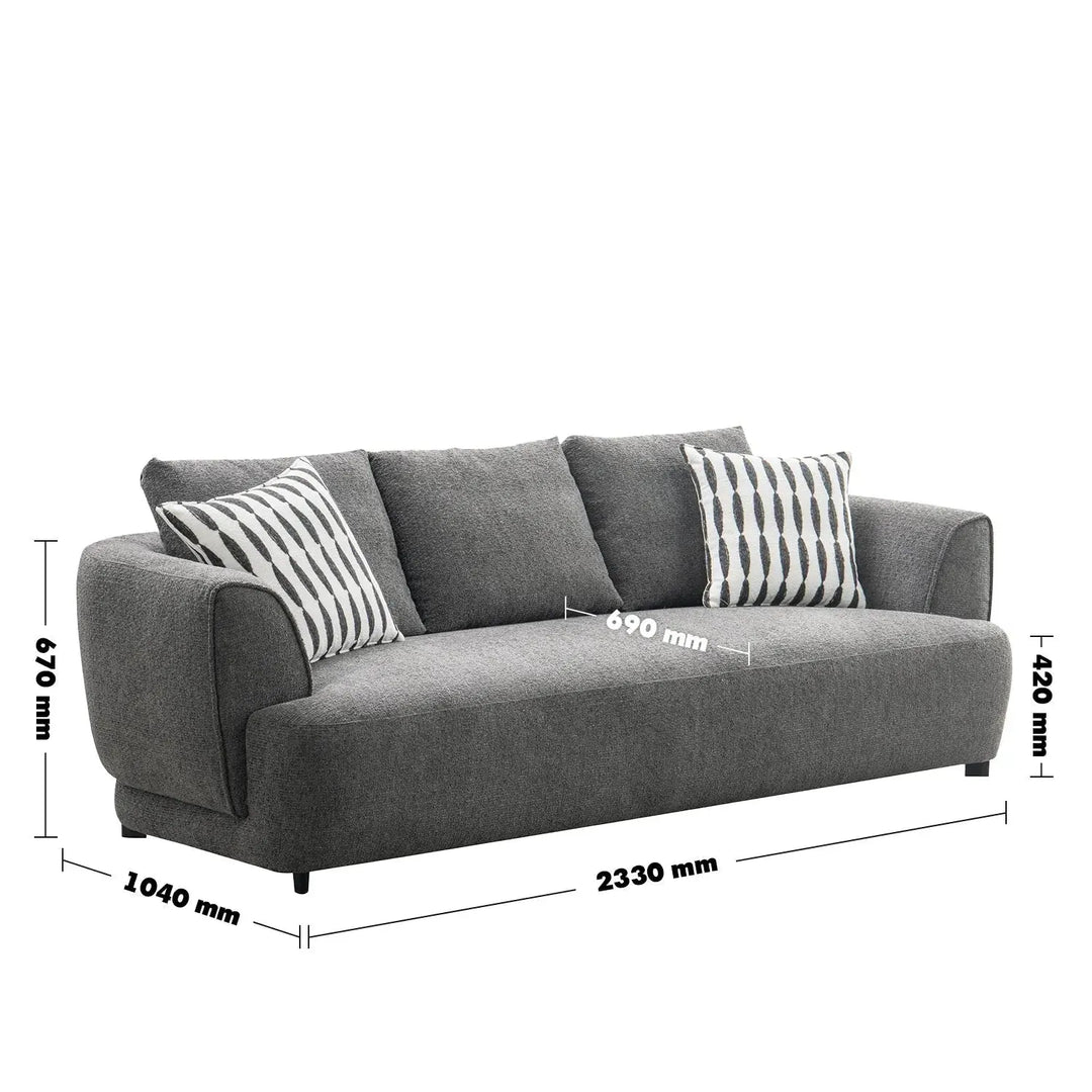 Modern mixed weave fabric 3 seater sofa oble size charts.
