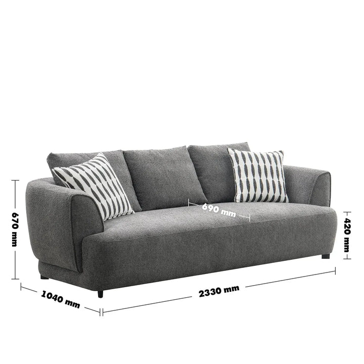 Modern mixed weave fabric 3 seater sofa oble size charts.