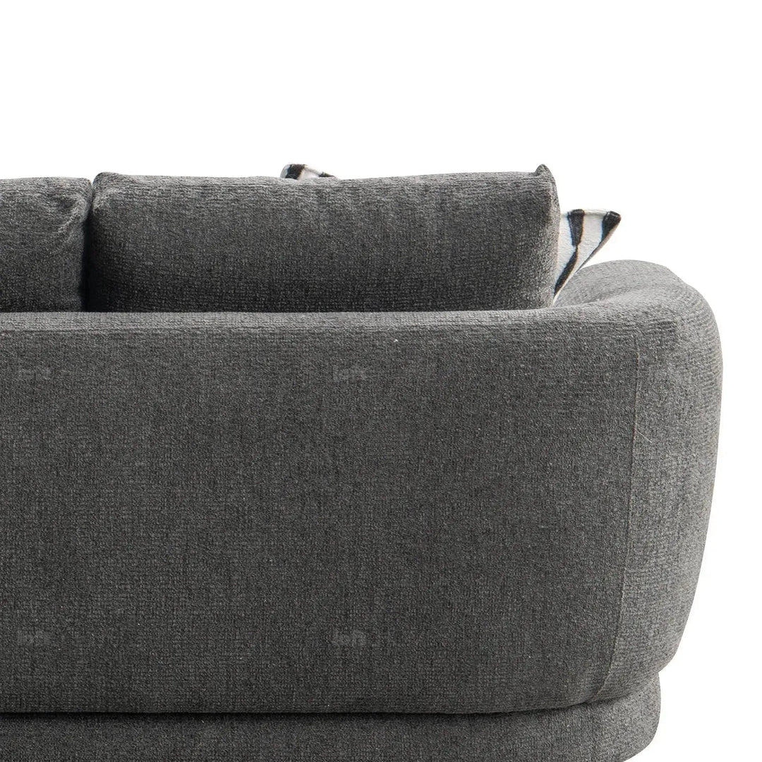 Modern mixed weave fabric 3 seater sofa oble in close up details.