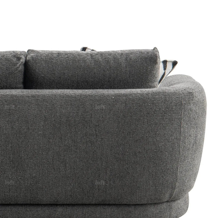 Modern mixed weave fabric 3 seater sofa oble in close up details.