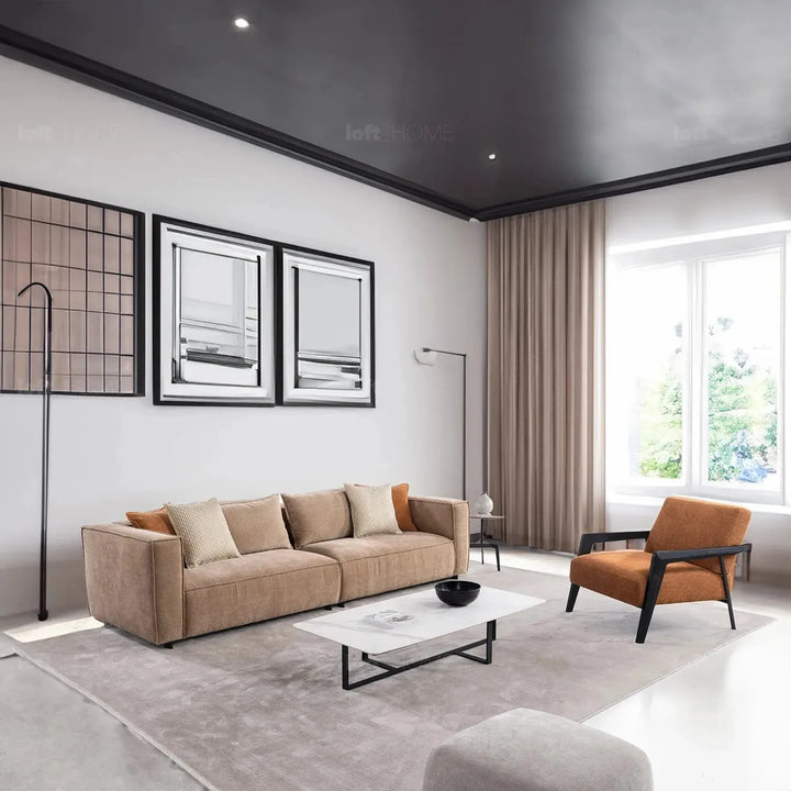 Minimalist mixed weave fabric 4 seater sofa cyus environmental situation.