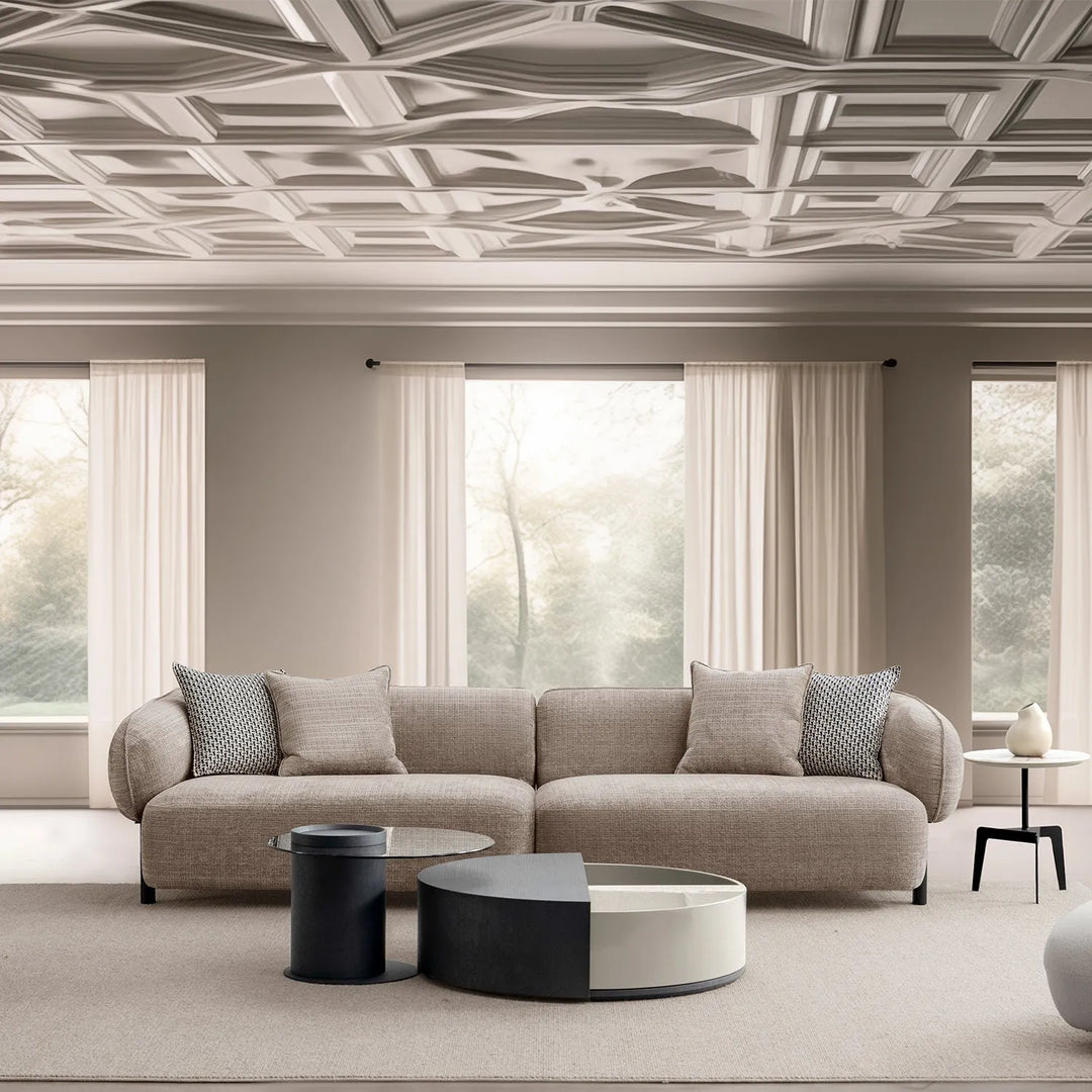Modern mixed weave fabric 4 seater sofa ense primary product view.
