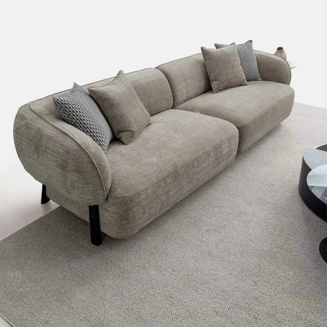 Modern mixed weave fabric 4 seater sofa ense material variants.