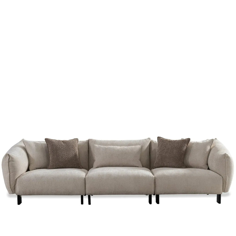 Modern mixed weave fabric 4 seater sofa nest in white background.
