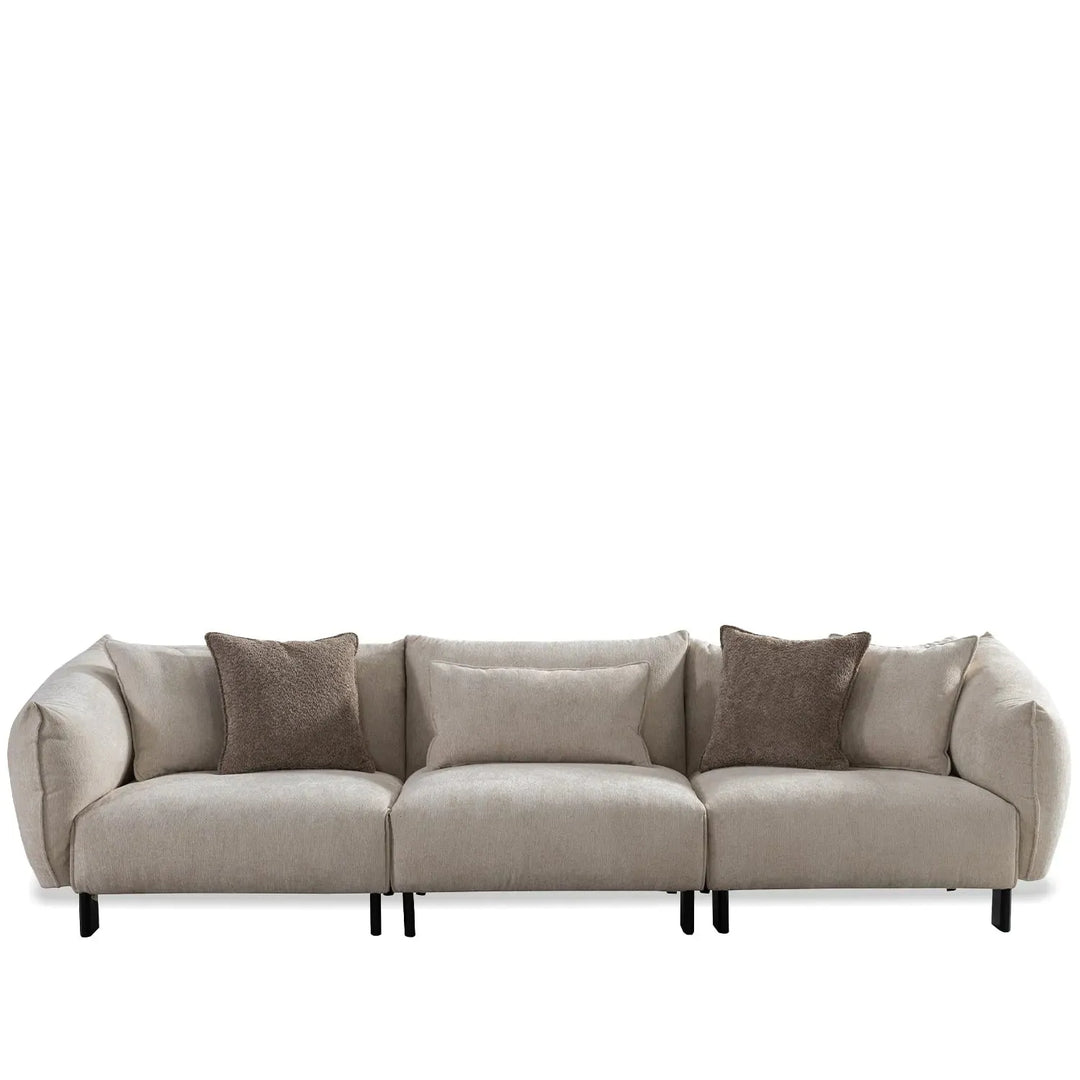Modern mixed weave fabric 4 seater sofa nest in white background.
