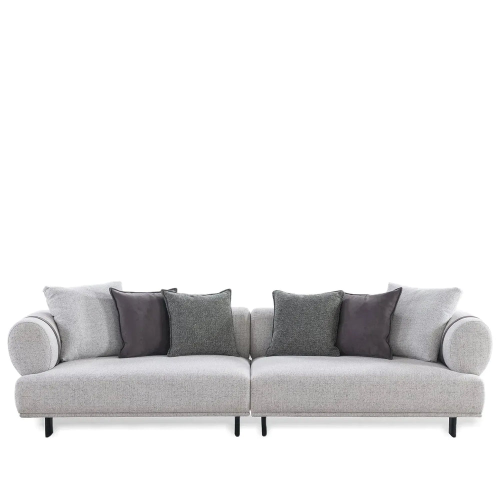 Modern mixed weave fabric 4 seater sofa divan in white background.