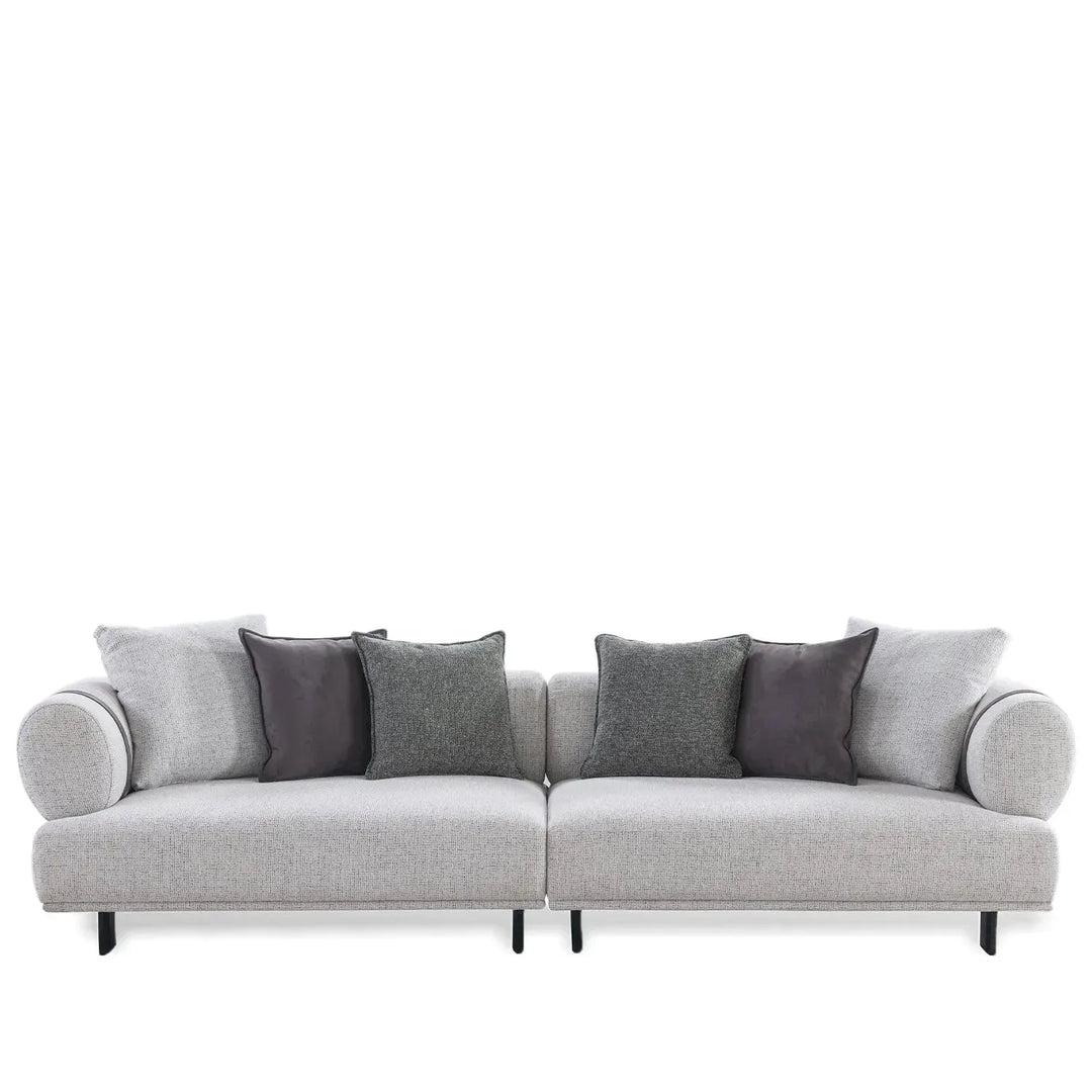 Modern mixed weave fabric 4 seater sofa divan in white background.