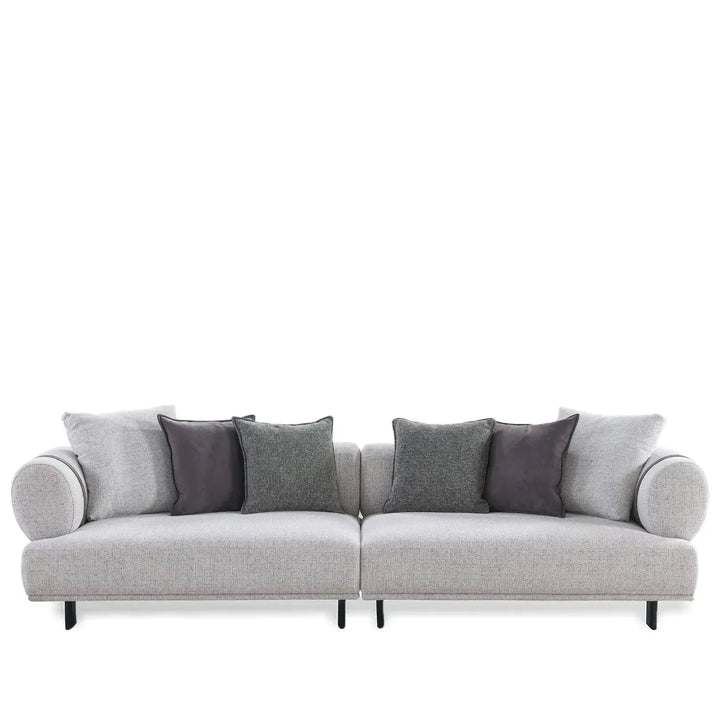 Modern mixed weave fabric 4 seater sofa divan in white background.