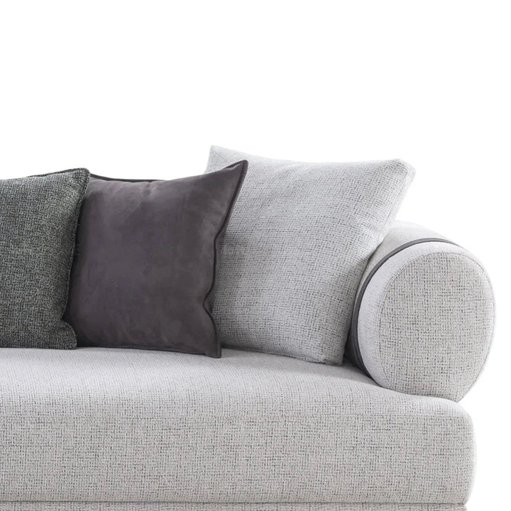 Modern mixed weave fabric 4 seater sofa divan in real life style.