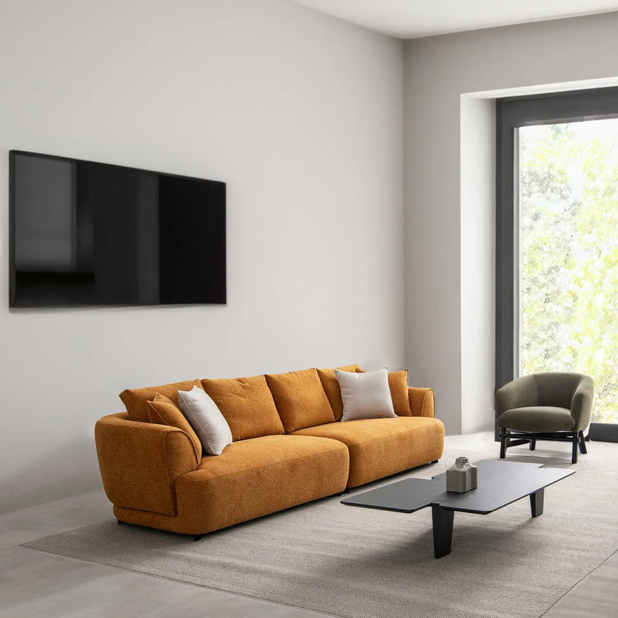 Modern mixed weave fabric 4 seater sofa elegant primary product view.