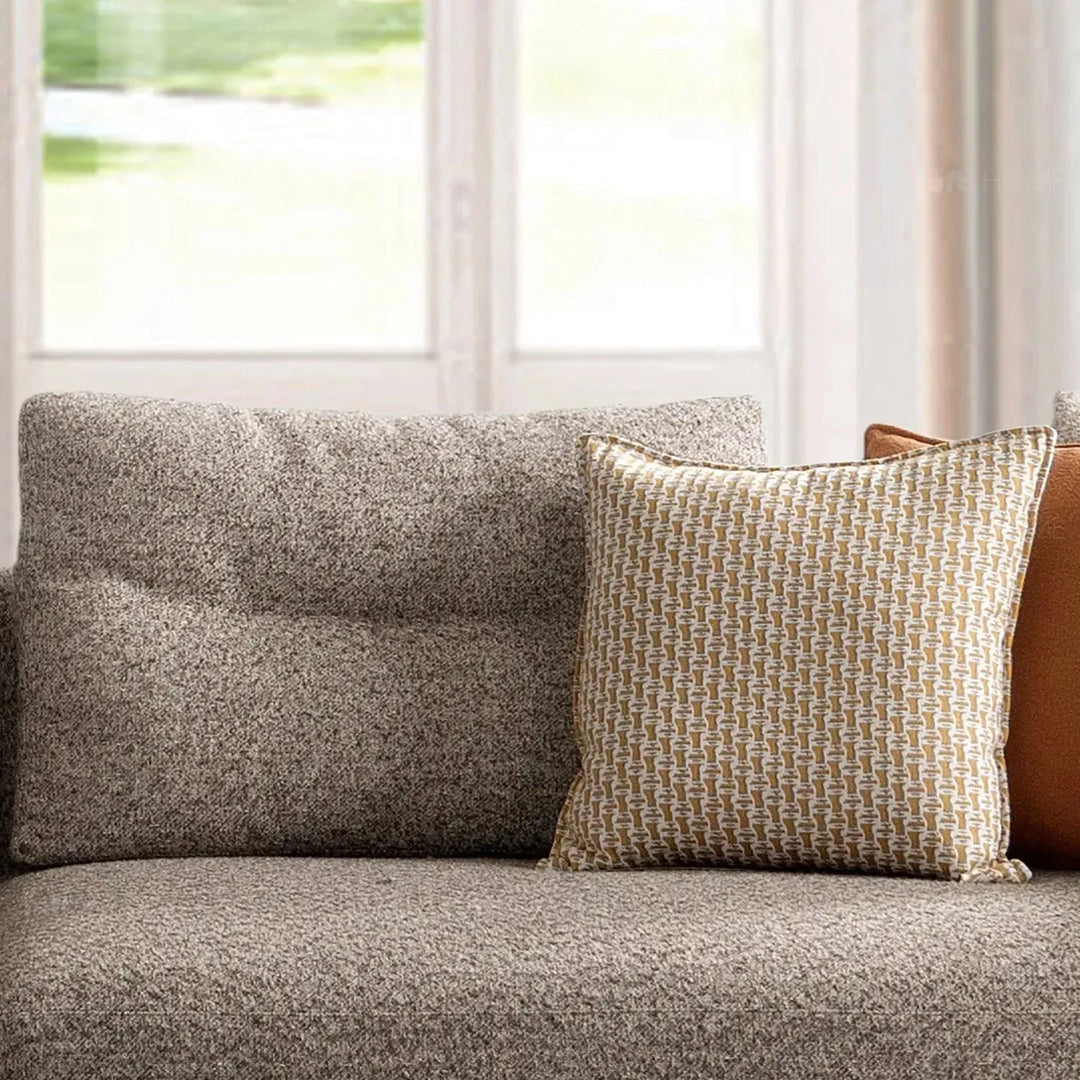 Minimalist mixed weave fabric 4 seater sofa glider layered structure.