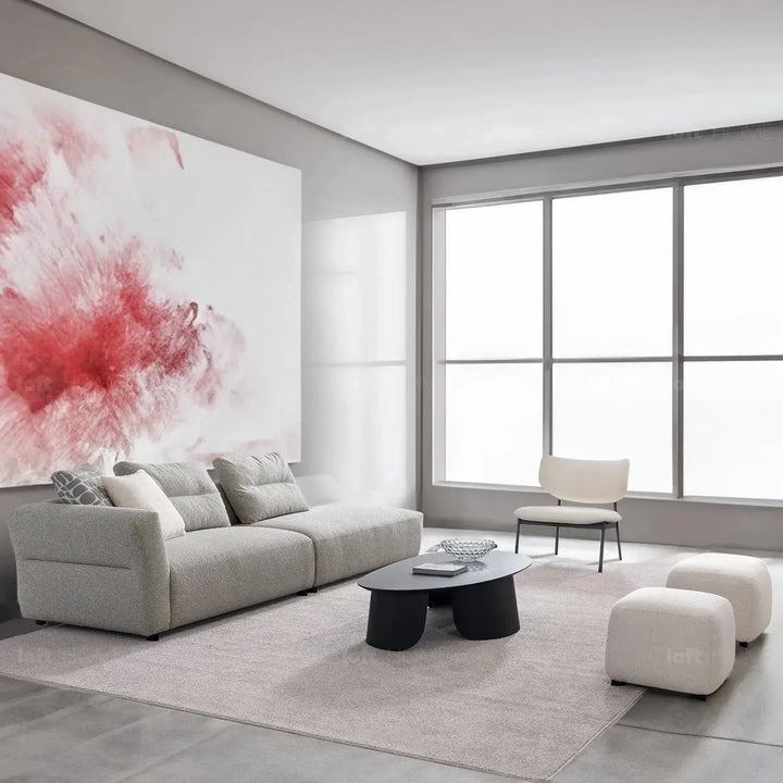 Minimalist mixed weave fabric 4 seater sofa sanctuary conceptual design.