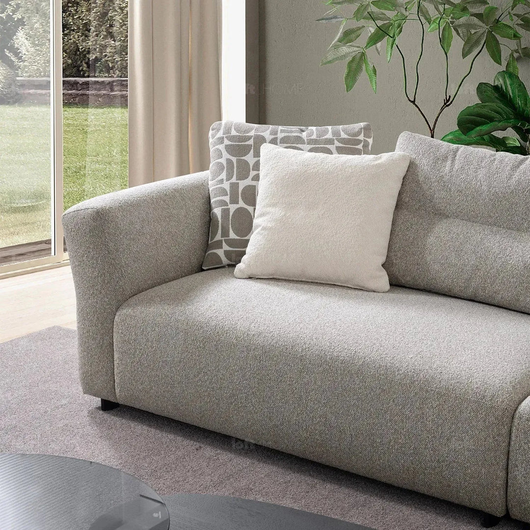Minimalist mixed weave fabric 4 seater sofa sanctuary situational feels.