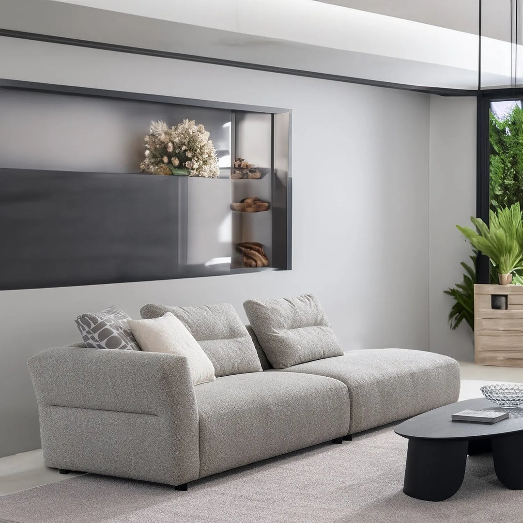 Minimalist mixed weave fabric 4 seater sofa sanctuary primary product view.
