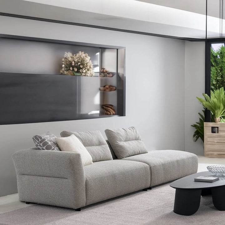Minimalist mixed weave fabric 4 seater sofa sanctuary primary product view.