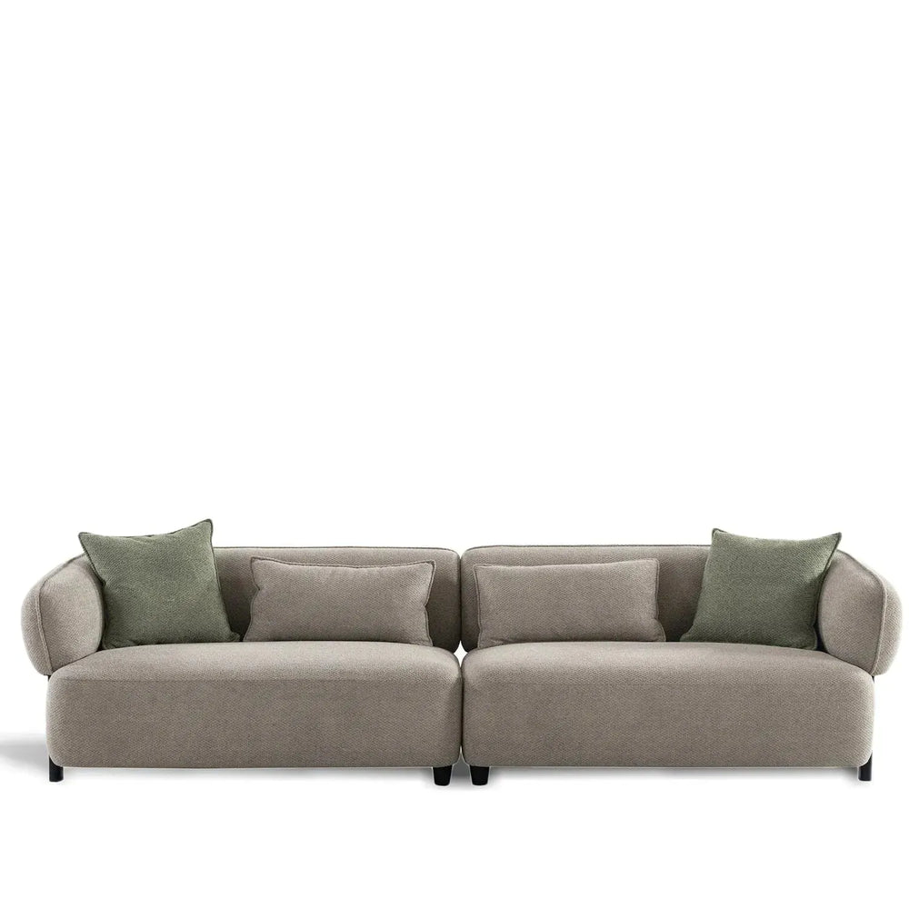 Modern mixed weave fabric 4 seater sofa vista in white background.