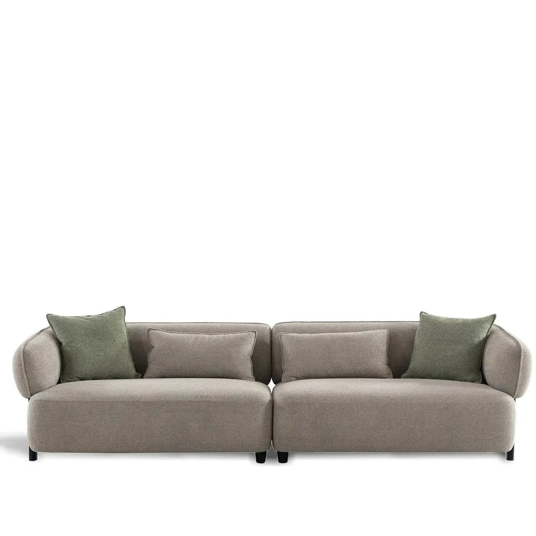 Modern mixed weave fabric 4 seater sofa vista in white background.