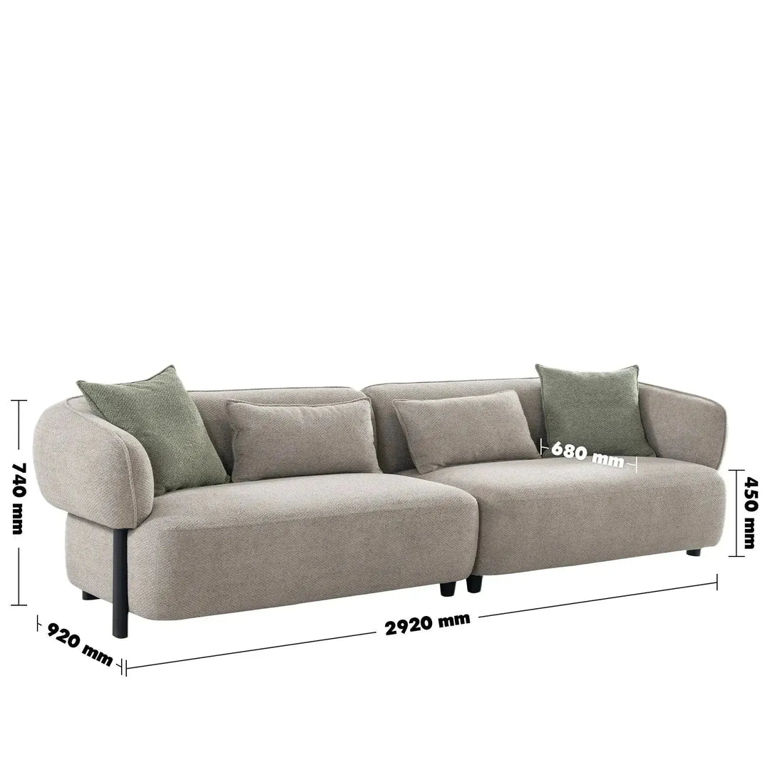 Modern mixed weave fabric 4 seater sofa vista size charts.
