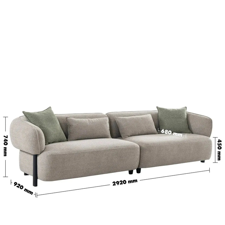 Modern mixed weave fabric 4 seater sofa vista size charts.