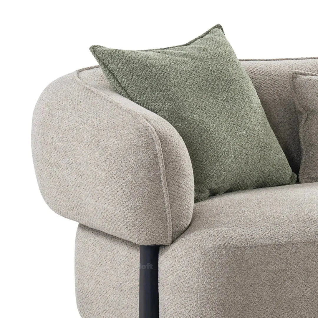 Modern mixed weave fabric 4 seater sofa vista with context.