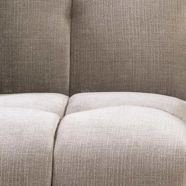 Modern mixed weave fabric 7 seater sofa luna in panoramic view.