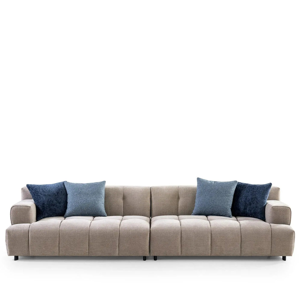 Modern mixed weave fabric 7 seater sofa luna in white background.
