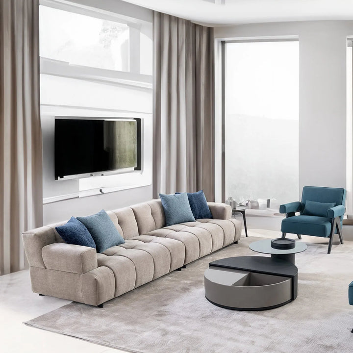Modern mixed weave fabric 7 seater sofa luna primary product view.